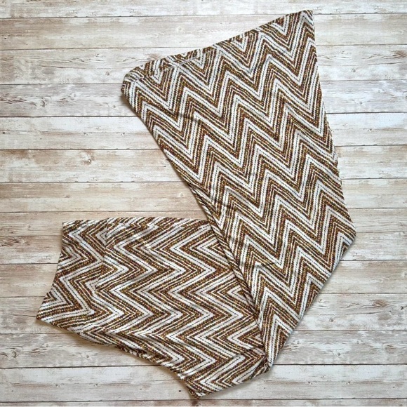 EARTHBOUND Chevron Patterned Flare Leggings Large Shades of Browns - Picture 1 of 5